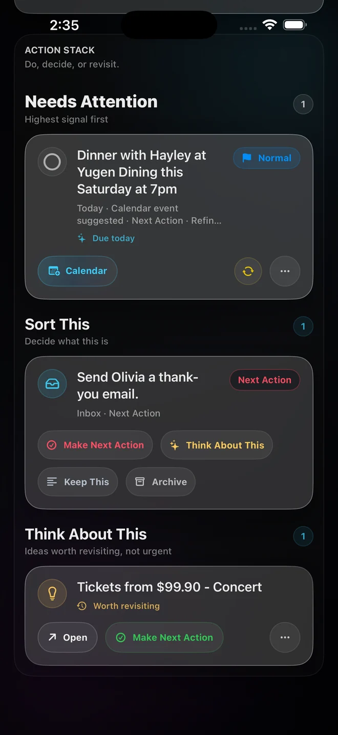 Cuehold Sort This triage screen